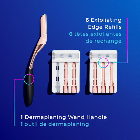 Schick Hydro Silk Dermaplaning Wand, Tool for Face with 6 Refill Blades, Eyebrow Razor, Facial Razor
