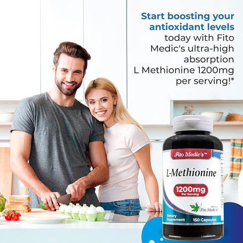 FITO MEDIC'S Lab - Methionine, L Methionine 1200mg, 150 Capsules, Antioxidant Promoter, Ultra High Absorption