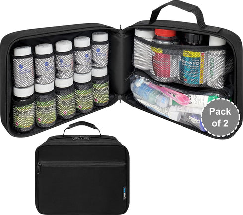 Pack of 2 - Large Medicine Organizer Bag - 10 Pocket Pill