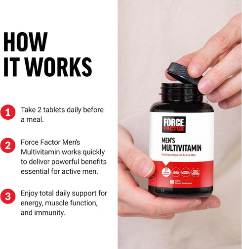 Force Factor Men’s Multivitamins, 60 Tablets - Multivitamin for Men Plus Amino Acids with 27 Vitamins and Minerals