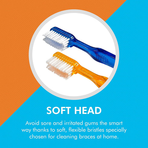 Toothbrush for Braces, Soft Head Braces Toothbrush, V Trimmed Design 2-Pack for Quick Orthodontic Cleaning