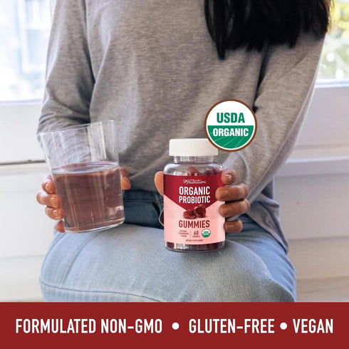 SMNutrition Organic Probiotics Gummies, 5 Billion CFU, 60 Ct for Digestive Health & Immune Support
