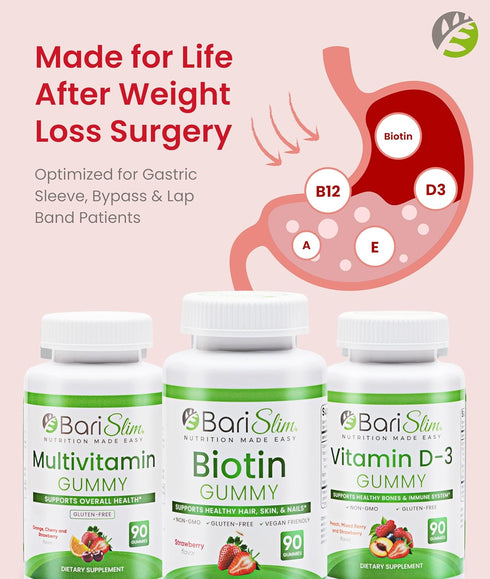 Gummies Gummy Pack 3 90 BariSlim Bariatric Multivitamin - Specially Formulated Vitamin for Patients After Weight Loss