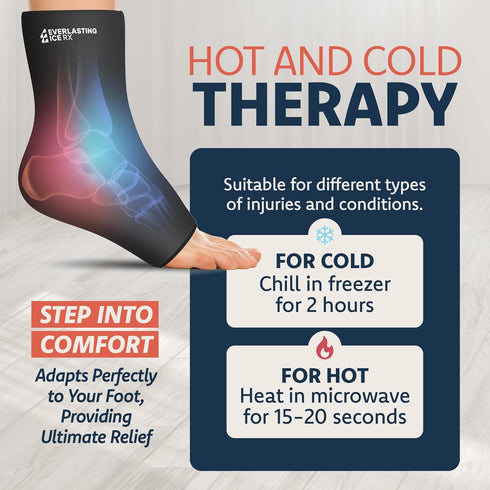 Reusable Ankle Ice Pack Wrap - Cold Compression Therapy for Pain Relief, Plantar Fasciitis, Sprained Ankles