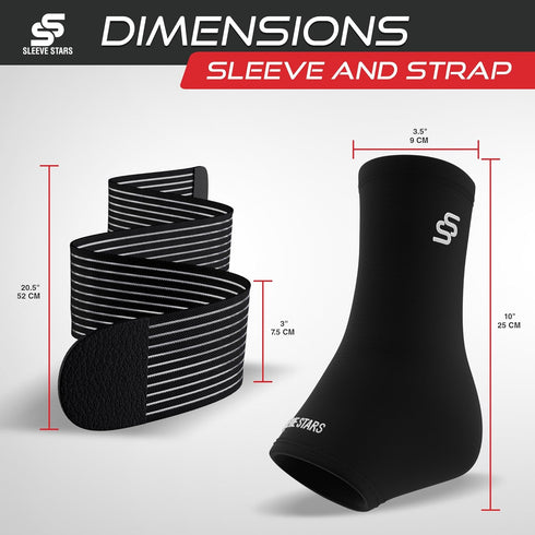 Sleeve Stars Ankle Brace for Sprained Ankle & Plantar Fasciitis Relief, Achilles Tendonitis Brace & Compression Strap