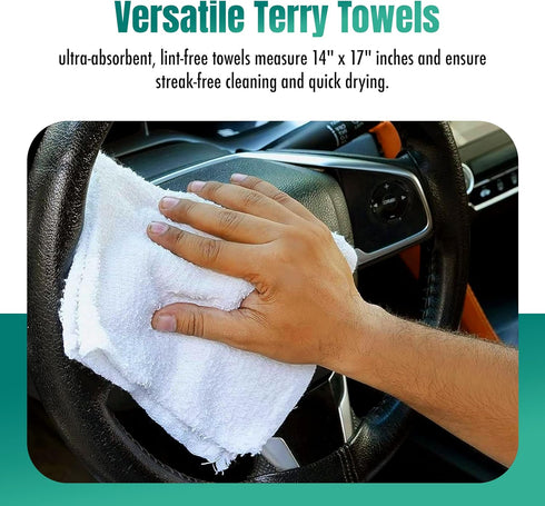 Pack 24 (14" 17" Inches) 100% ZUPERIA Terry Towels of X Cotton Terry Barmop Towels - Absorbent & Durable Bar Rags