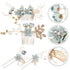NUOBESTY 4Pcs Handmade Wedding Hair Clip Comb, Pearl Floral Leaf Hair Accessories for Women (Green)