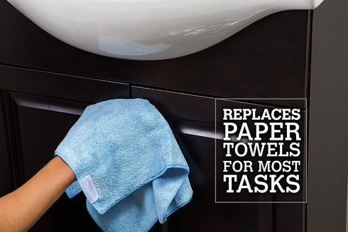 Revolutionary Eco Fiber Towel, 4 Pack, Blue, Replaces Paper Rolls for Everyday Use