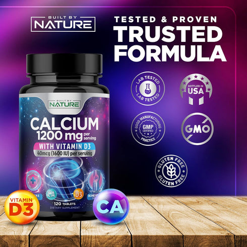 Calcium 1200mg with Vitamin D3, 120 Tablets | Advanced Bone Support Supplement for Best Absorption