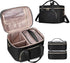 Travel Makeup Bag with 2 Pouches and Adjustable Dividers, Large Cosmetic Case Organizer for Women, Black (Patented