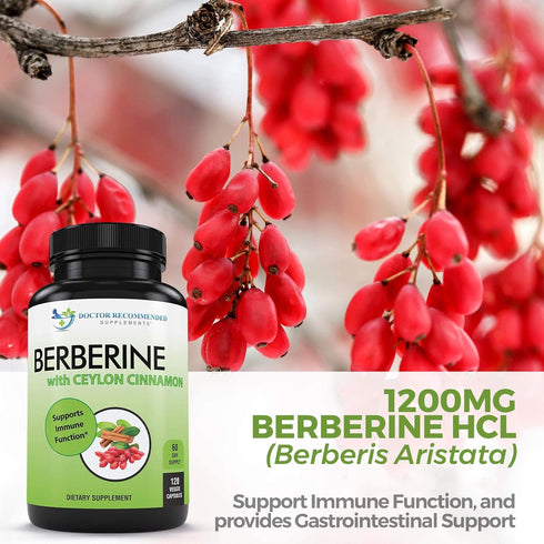 DOCTOR RECOMMENDED SUPPLEMENTS Berberine with Ceylon Cinnamon, 1200mg Berberine & 100mg Organic Ceylon Cinnamon