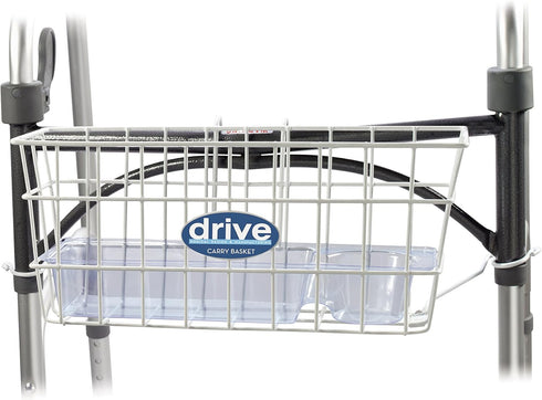 Drive Medical Walker Basket with Plastic Cup Holder, 10200B, White