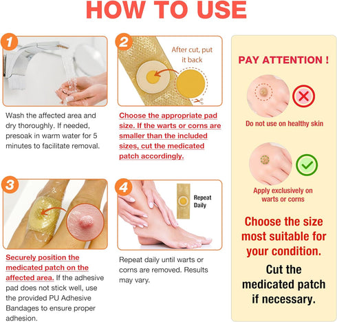 Wart Corn Remover Pads for Feet, 42 Pack with 40% Salicylic Acid for Plantar Warts and Corns Treatment