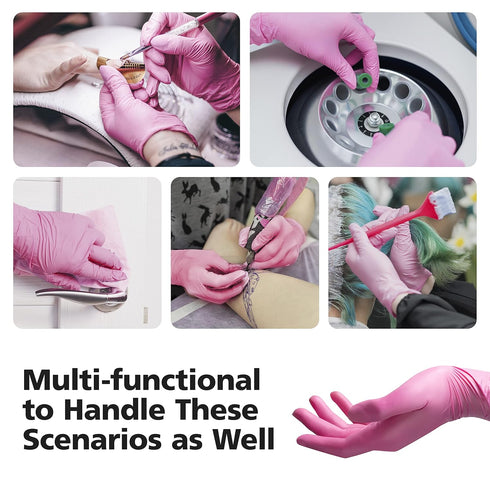 Disposable Gloves for Women, Pink Vinyl Gloves, Latex Free for Cooking, Food Prep, Cleaning, 50 Pack