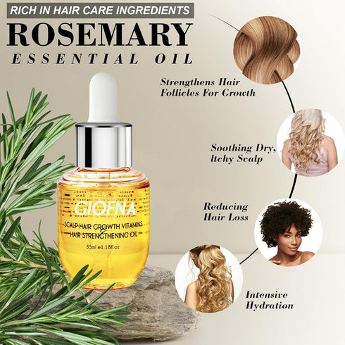 Hair Oil,Rosemary Hair Care Serum for Hair Growth, Scalp Care Oil for Curly, Thick, Frizzy, Dry, and Damaged Hair, Reduce Hair Loss, Frizzy and Dry for Women and Men (2Pcs)