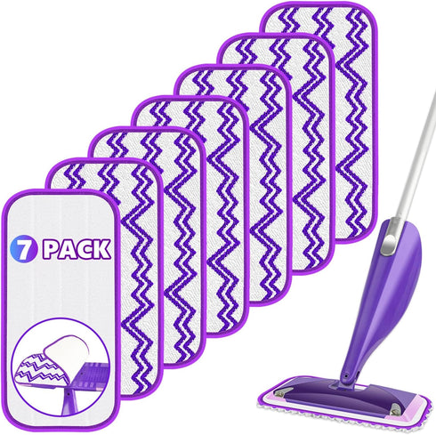 7 Pack Reusable Mop Pads Compatible with Swiffer Wet Jet Mop: Thick Microfiber Wet Jet Refills for Wood Floor