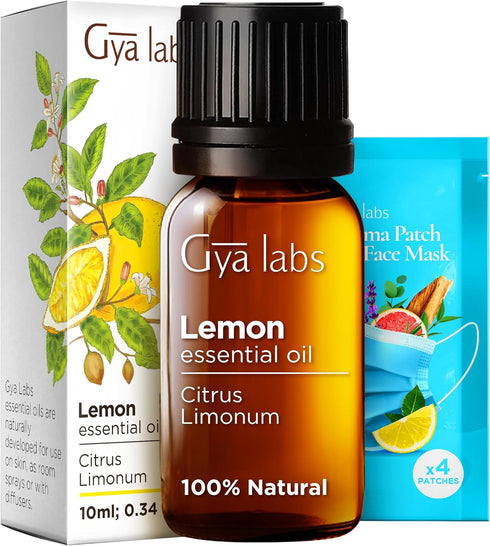 Gya Labs Lemon Essential Oil 0.34 Fl Oz - 100% Natural for Diffuser, Skin, Candle Making, Aromatherapy