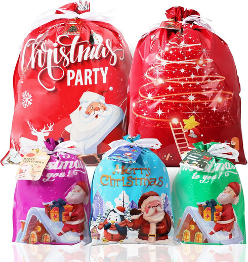 YIGOYIHU Christmas Gift Bags Drawstring - 30PCS Christmas Gift Bags Assorted Sizes -