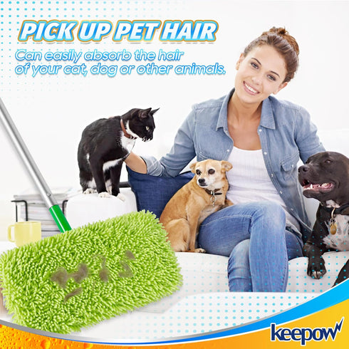 KEEPOW Reusable Microfiber Mop Pads, Compatible with Swiffer Sweeper Mop, 8 Pack for Surface Cleaning