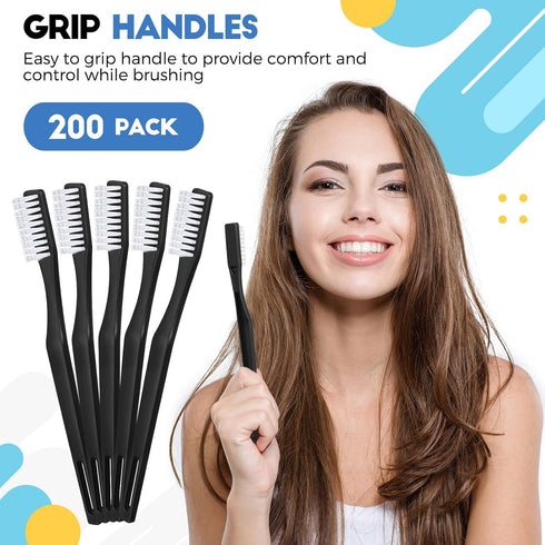 CHENGU 200 Pack Individually Wrapped Disposable Toothbrush, Bulk Single Use Soft Bristle Adult Toothbrush for Hotels