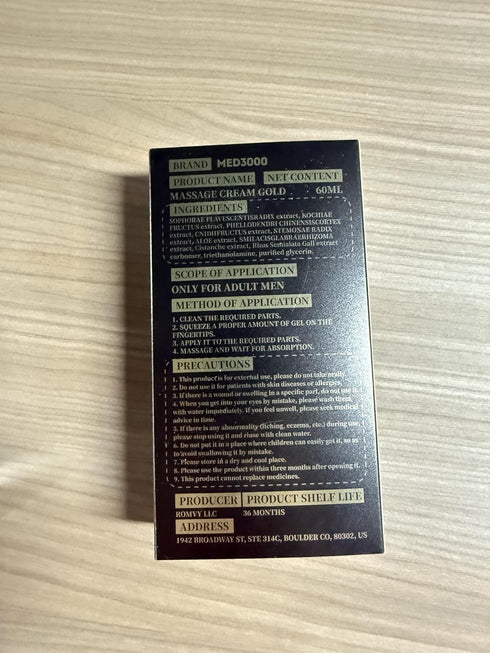 Men's Huge Gold Extra Strength Enlargement Gel for Men Power Enlarge Gel for Increase Size, Thickness, Strength