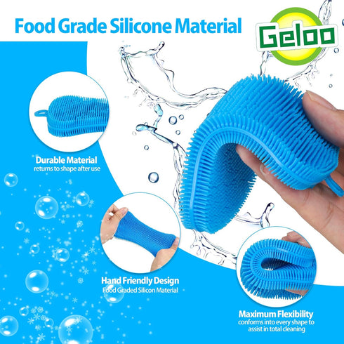Silicone Sponge Dish Brush, Double Sided Cleaning Brush for Dishes, Kitchen Gadgets and Accessories, 3 Pack