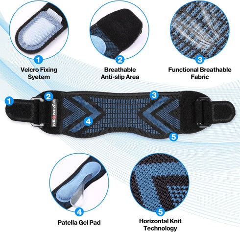 NEENCA Knee Strap with Gel Pad, Patella Tendon Brace for Pain Relief & Stabilizer, FSA/HSA Approved for Workout,