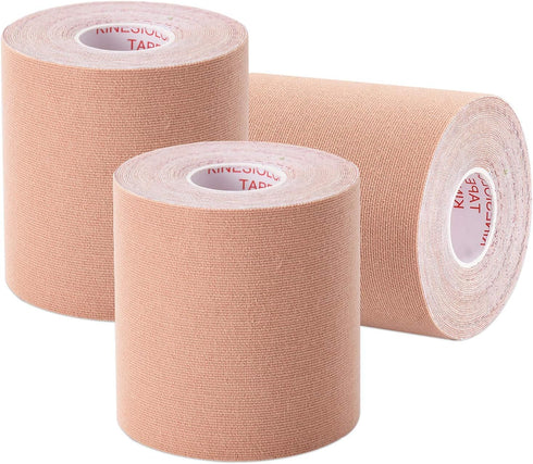 3 Pack Kinesiology Tape, Water Resistant Muscle Support Adhesive Sport Tape for Pain Relief, Latex Free Cotton Athletic