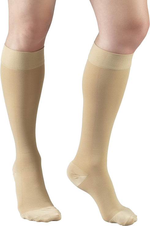 Truform Compression Stockings 15-20 mmHg for Men and Women, Knee High, Closed Toe, Beige, X-Large