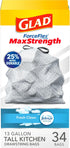 Glad Trash Bags, Tall Kitchen Garbage Bags, 13 Gal, 34 Count