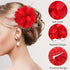 Sibba Red Flower Hair Clips, Rose Hairpin Barrettes for Women Girls, Floral Accessories for Travel Wedding