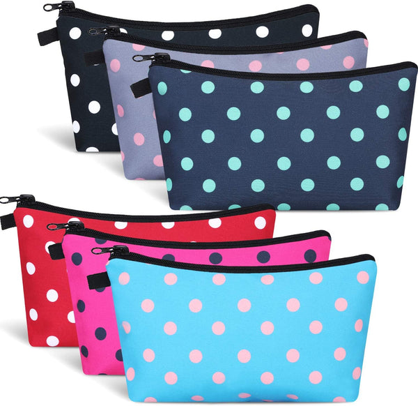 6 Pieces Waterproof Makeup Bag, Zipper Travel Packing Pouch, Small Cosmetic Accessory Organizer for Women and Men