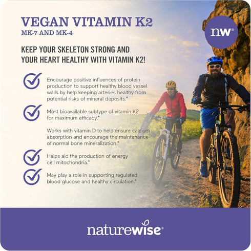NatureWise Vitamin K2 MK-7 100mcg and MK-4 500mcg, Enhanced Bioavailable Formula for Bone Health, 180 Softgels