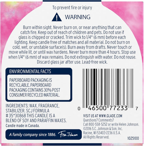 Glade Soy Candle, Crafted Air Freshener, Atmosphere Collection, No 2 Bright, Sweet Pea Pear, 4.2 Oz
