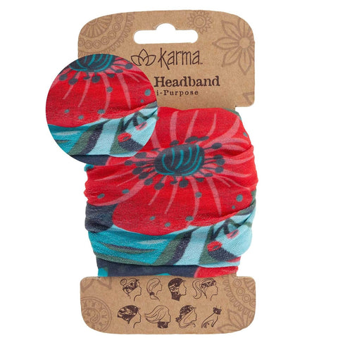 Karma Bee Headband for Women - Wide Fabric Headband and Stretchy Hair Scarf - Light Blue