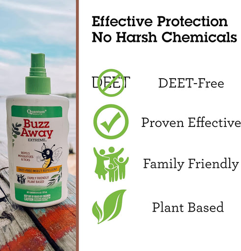 Quantum Health Buzz Away Extreme Insect Repellent, 2 Ounce DEET Free Spray, Repels Mosquitos and Ticks