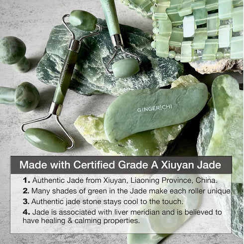 Jade Roller - Anti-Aging Therapy for Skin Care, Face Sculpting Tool for Eyes, Cheeks, Forehead