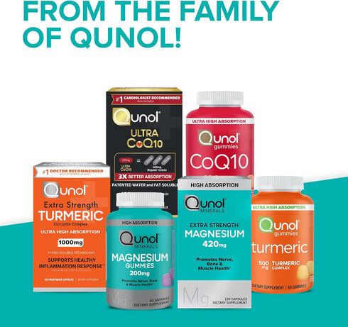 Qunol Magnesium Glycinate Capsules 420mg, Extra Strength High Absorption Magnesium Supplement for Bone and Muscle