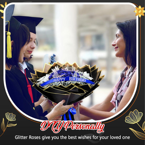Maysing 12 20 Money Bouquet Kit Pcs Glitter Roses Sheet Flower Wrapping Paper DIY Flower Bouquet Floral Foam Blocks