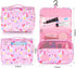 Kids Hanging Toiletry Bag for Girls, Travel Waterproof Wash Bag for Little Young Girls Cosmetic Makeup, Unicorn Pink
