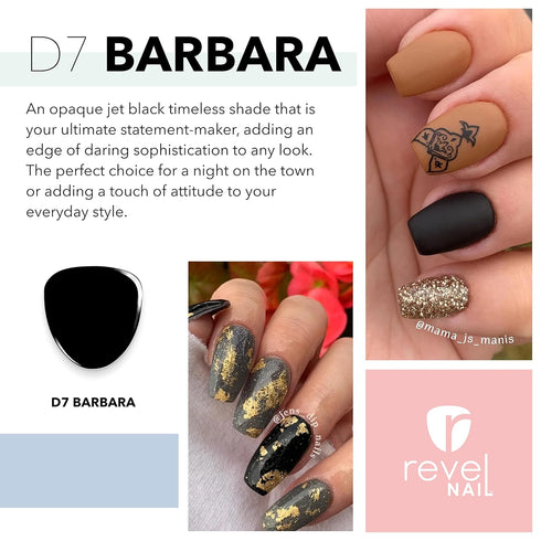 Revel Nail Dip Powder - Black Dip Powder for Nails, Chip Resistant Nail Powder with Vitamin E and Calcium, DIY