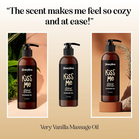 Vanilla Sensual Massage Oil for Couples - Relaxing Full Body Massage Oil for Date Night with Moisturizing Coconut