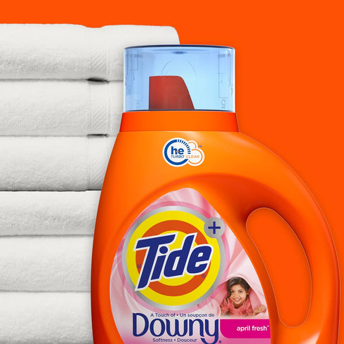 Tide Plus A Touch of Downy Liquid Laundry Detergent, April Fresh, 84 Fl Oz, 59 Loads, HE Compatible