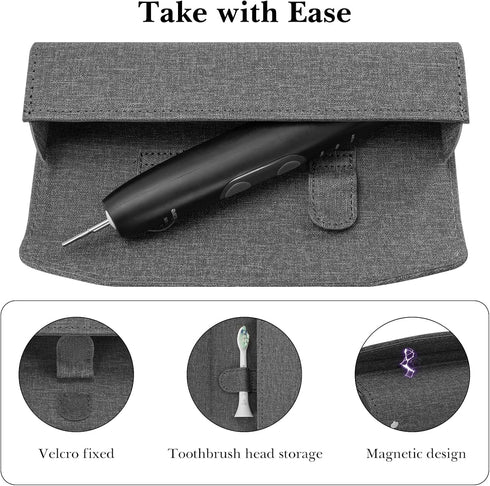 Linkidea Electric Toothbrush Travel Case with Magnetic Clasp, Portable Protective Storage Carrying Bag for Powered