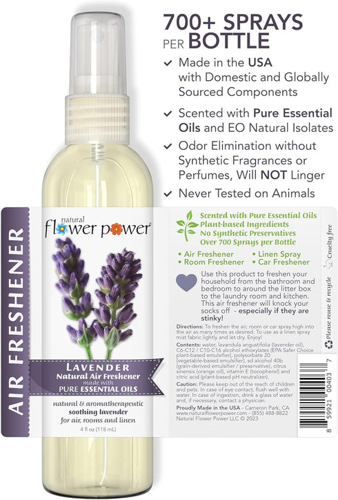 Air Freshener Spray, 4 Fl Oz, Lemongrass, Lavender, Citrus & Spice, Pack of 3, Plant-Based Odor Eliminator