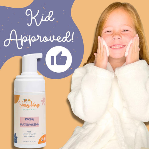 Kids Face Wash: Foaming Gentle Skin Care Cleanser with Vitamin C & E for Girls and Boys - Tear Free Watermelon 100 ml