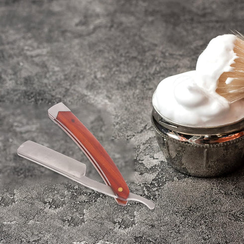 Straight Razor - Professional Barber Razor for Men with Wood Steel Shaving Carbon for Home & Salon Grooming