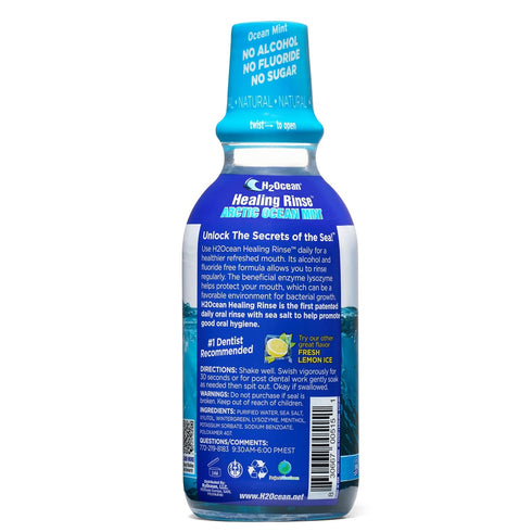H2Ocean Healing Rinse, Natural Sea Salt Mouth Rinse for Oral Care, Alcohol-Free, Arctic Ocean Mint