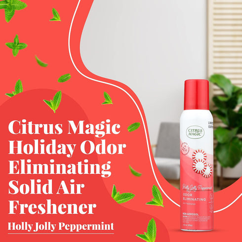 Citrus Magic Holiday Odor Eliminating Air Freshener Spray, Holly Jolly Peppermint, 3-Ounce, Pack of 3