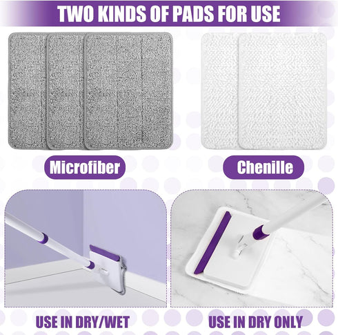 Baseboard Cleaner Tool with Handle, 60" Extendable Long Handle Cleaner with 5 Reusable Pads for Baseboards and Walls
